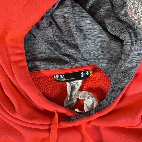 Under Armour Hoodie Medium ColdGear Fleece Big Logo Pullover 1273628 Athleisure - Picture 5 of 13